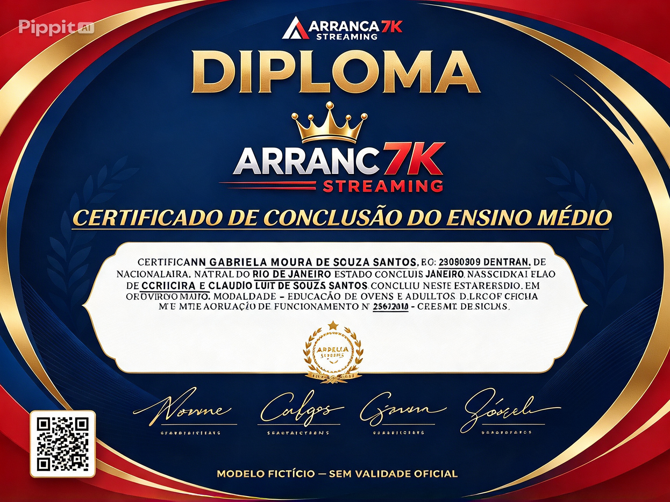 Certificado de Ensino Médio (COM QR CODE) (Universal)